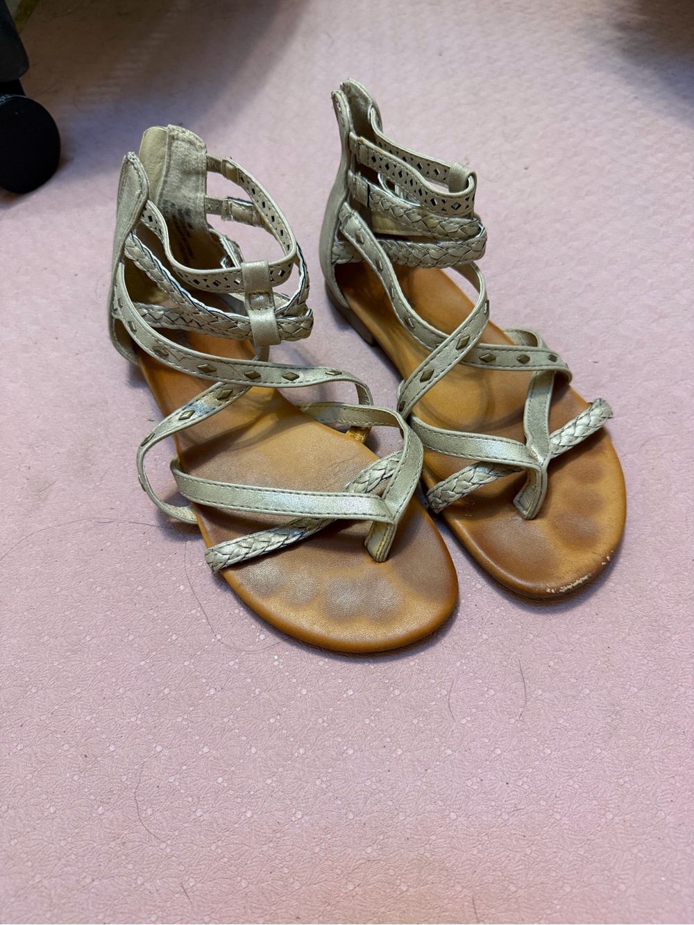 Women’s Strappy Braided Gladiator Sandals - gold